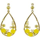 Orecchini, fiori e orecchini di perle, giallo 3233