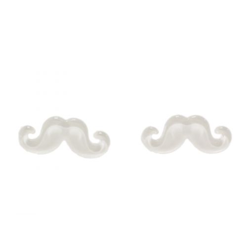 Boucles d'oreilles moustache en acrylique, 2094 blanc Blanc - 3464-12256