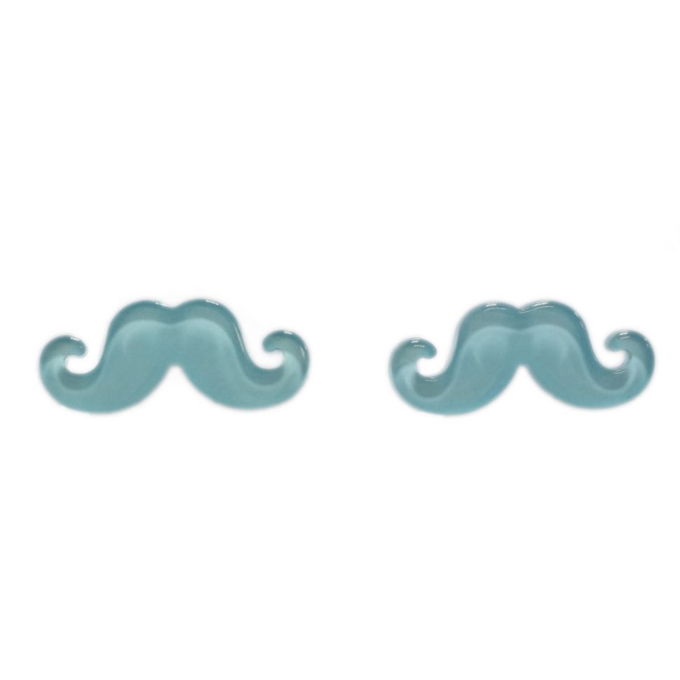 Boucles d'oreilles moustache en acrylique, 2094 Blue sky - 3471-12354