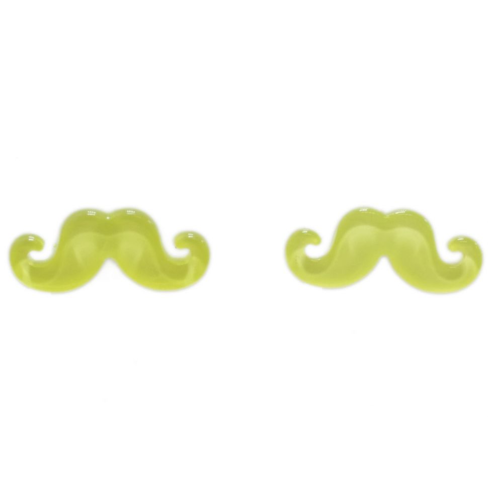 Boucles d'oreilles moustache en acrylique, 2094 jaune fluo Jaune Fluo - 3474-12397