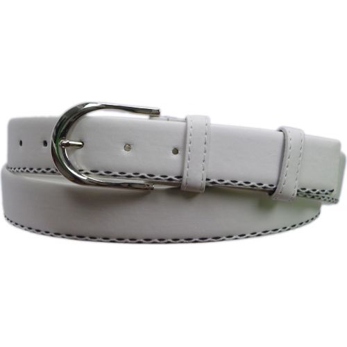 Leatherette belt 3,5 cm oval buckle, 2733 white