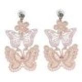 Boucles d'oreilles dentelles Papillon strass Rose - 8015-23457