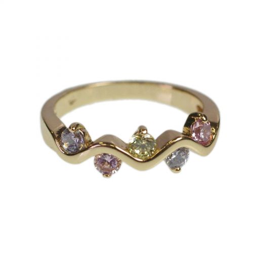 Copper Ring Zirconium Crystal golden with gold FERYELLE