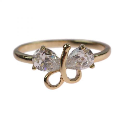 8517 tie rhodium rhinestones ring - color Golden
