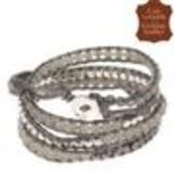 Bracelet chanluu cuir perles et hématites 5218 Gris (Gris, Gris, Argenté) - 9424-26654