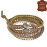 Bracelet chanluu cuir perles et hématites 5218 Camel (Gris, Doré, Argenté) - 9424-26693