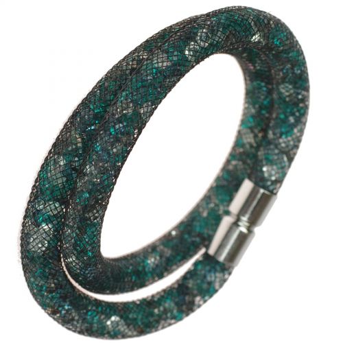 Bracelet glittering rhinestone crystal 9389 Silver Black-Green - 9408-27193