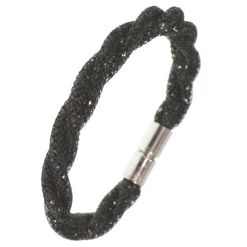 Twisted rhinestone silver Bracelet 9487 Black - 9487-27328