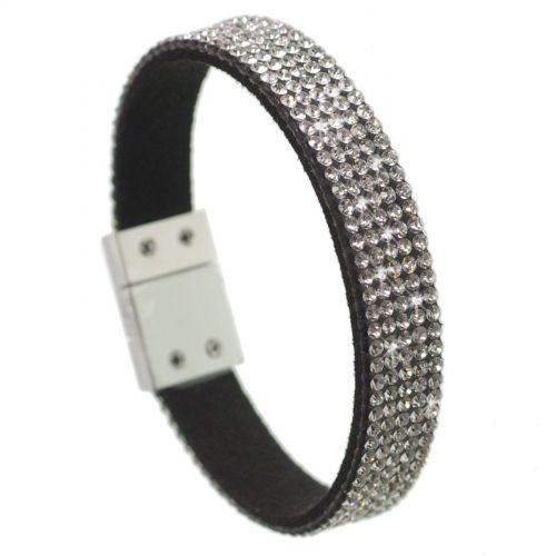 Five rows rhinestones bracelet Cara Black (White) - 7001-28029
