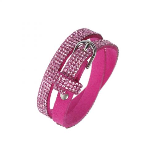 Rhinestones wrap bracelet Cosima Fuchsia - 9605-28241