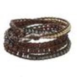Bracelet chanluu cuir perles et hématites 5218 Marron (Marron, Gris, Doré) - 9424-28471