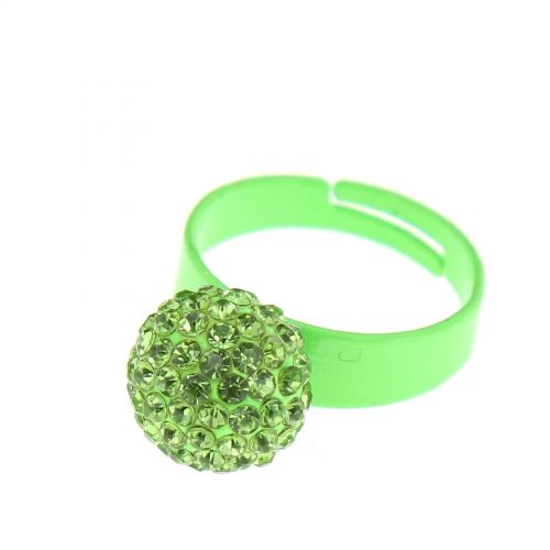 Rhinestones metal ring Neon green - 2937-29498