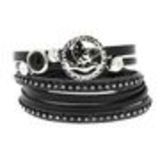 Bracelet double tour cuir peace and love Cassi Noir - 9442-30443