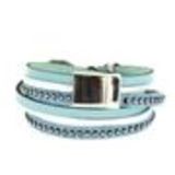 Bracelet double tour cuir peace and love Cassi Bleu - 9442-30452