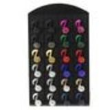 12 x paires de boucle d'oreilles sur présentoir, Peace and love et strass, B01-6 Mixed colors - 3053-30518