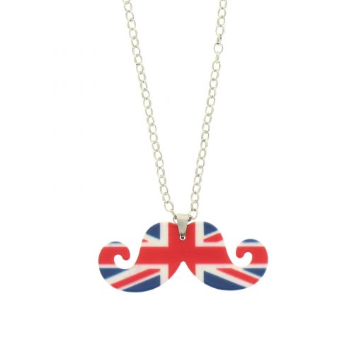Mustache Long Necklace English flag