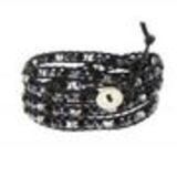 Leather crystal bracelet CHAYNA Black - 9955-32929