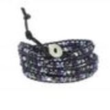 Leather crystal bracelet CHAYNA Dark Blue - 9955-32930