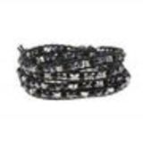 Leather crystal bracelet CHAYNA Black - 9955-32933