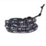 Leather crystal bracelet CHAYNA Dark Blue - 9955-32934