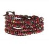 Leather crystal bracelet CHAYNA Red - 9955-32935