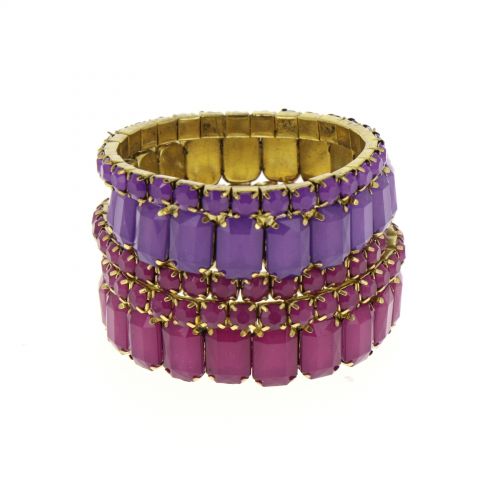 Bracelets extensible XL STRASS 5 pièces Violet - 5217-33763