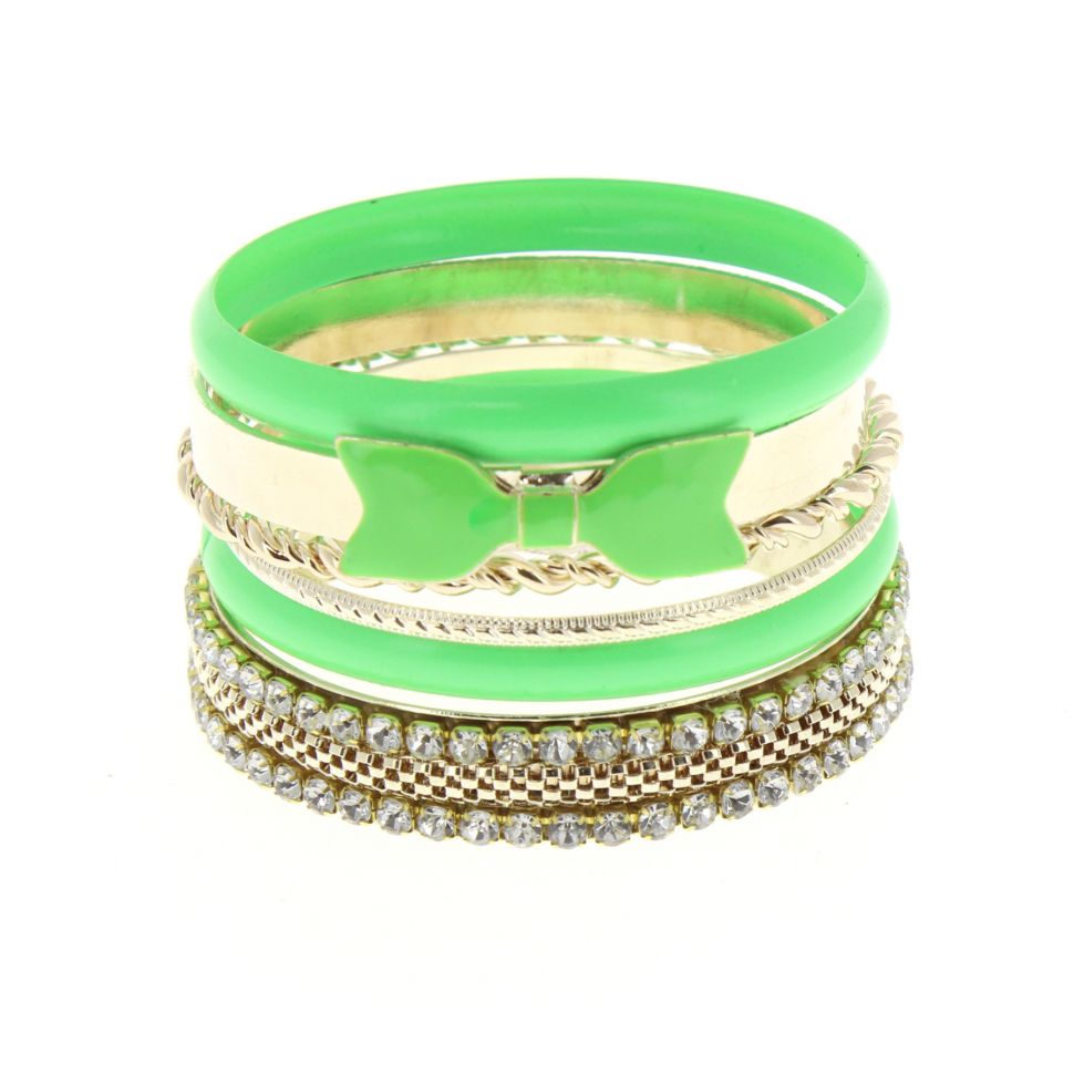Bracelets 6 bangles Vert fluo - 4962-33767