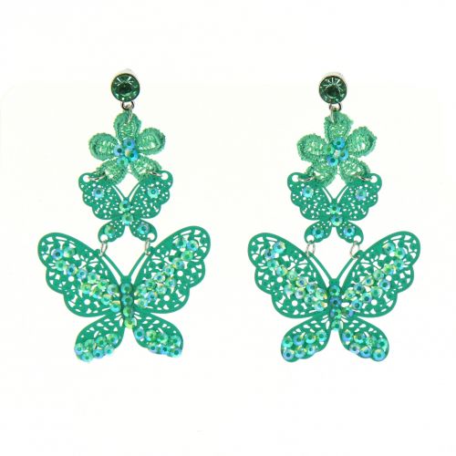 Butterfly dentelles earrings 8013 Pink Green - 8015-34216