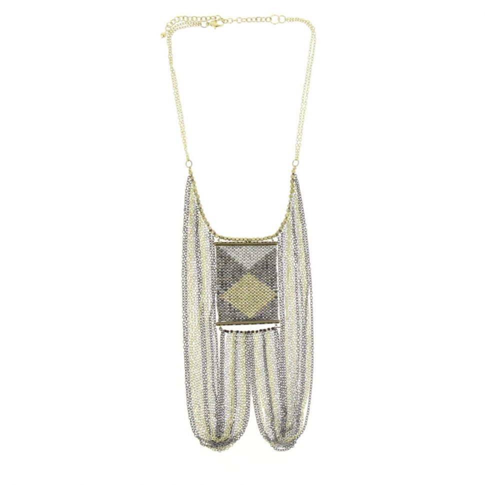 Bronze necklace PERINNE Silver-Golden-Black - 10075-34738