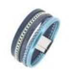 Bracelet 2 tour à strass, 7884 Argent Bleu cyan - 10119-35241