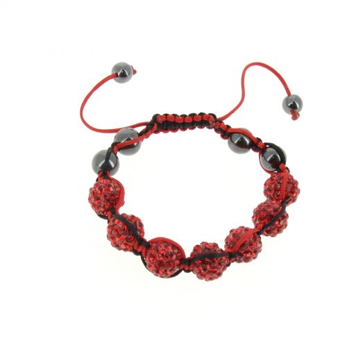 Bracelet Shamballa céramique fil bicolore, AOH-83 Gris Rouge - 1739-36150