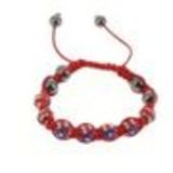 Bracelet shamballa 7 disco ball, Drapeau Américain Rouge - 2117-36159