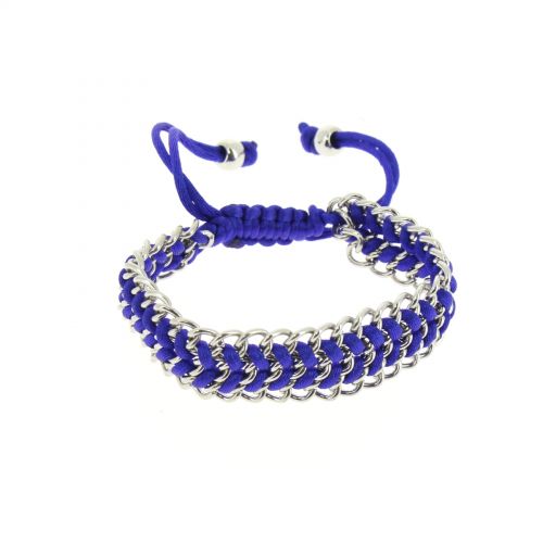 Bracelet shamballa tressé sur chaine Bleu cyan - 4082-36187