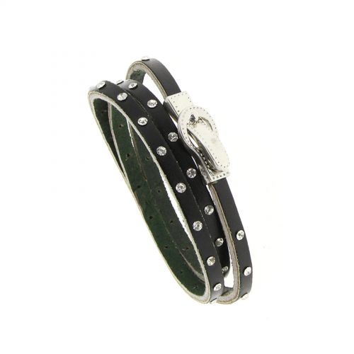 Bracelet wrap en cuir 8474 CEDELLA Noir - 8711-36321