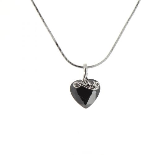 Collier pendentif coeur JOSETTE Argenté (noir) - 10165-36411