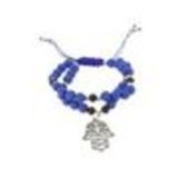 bracelet shamballa fatima en perles de verres et bois D024 Bleu cyan - 1789-36566