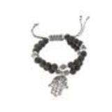 bracelet shamballa fatima en perles de verres et bois D024 Gris - 1789-36571
