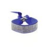 Bracelet ruban velour 8 rangées strass Bleu cyan - 6460-36685