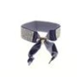 Bracelet ruban velour 8 rangées strass Bleu marine - 6460-36695