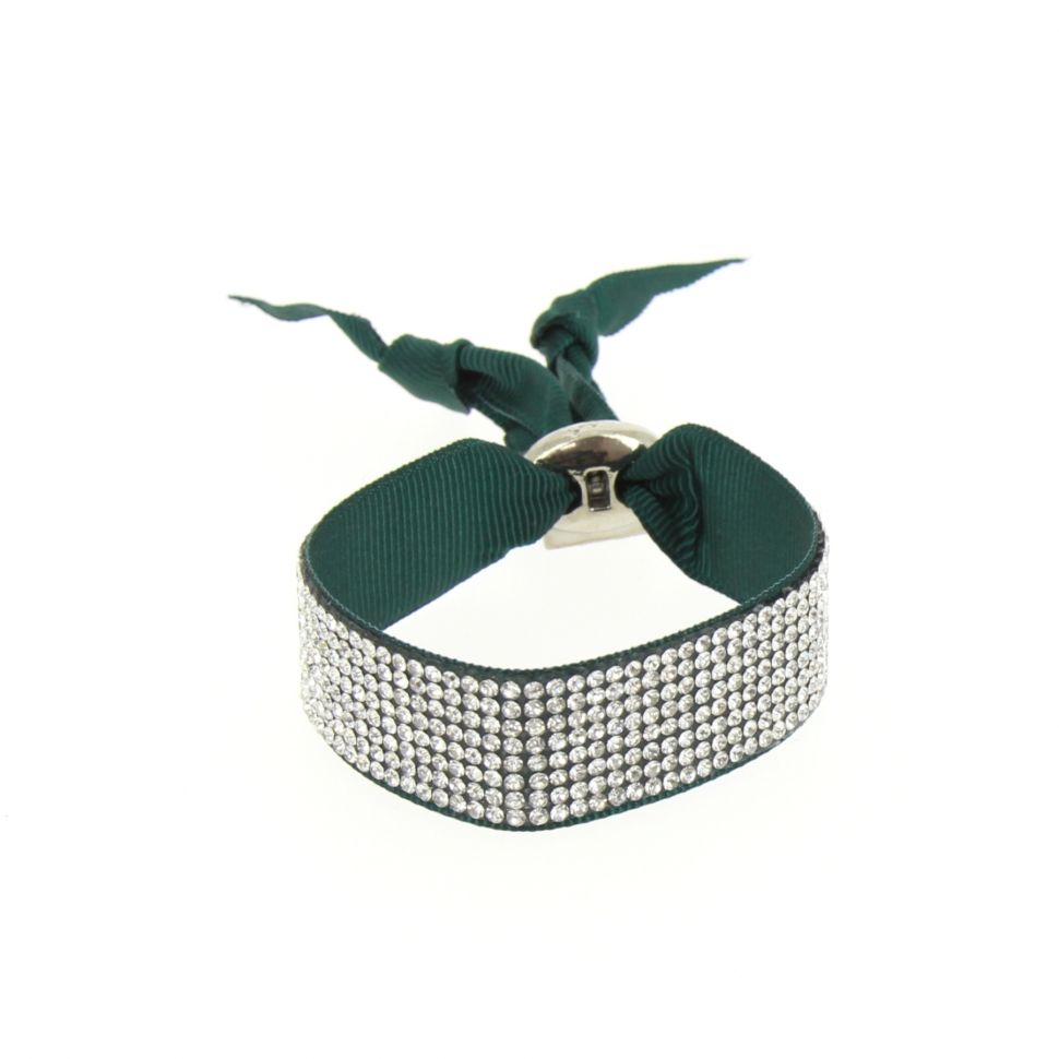  Bracelet ruban 8 rangées de strass Vert - 4924-36804