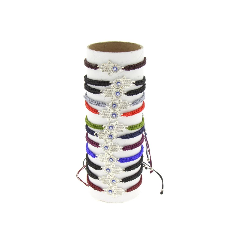 12 x bracelets Main de Fatima couleurs assortis ,BR58-707 Or Blanc - 8240-37081