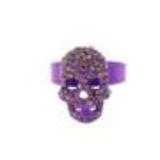 Skull rhinestones metal ring Purple - 2177-37375
