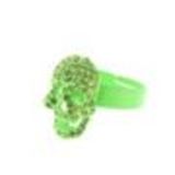 Skull rhinestones metal ring Neon green - 2177-37378