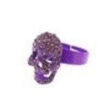 Skull rhinestones metal ring Purple - 2177-37381