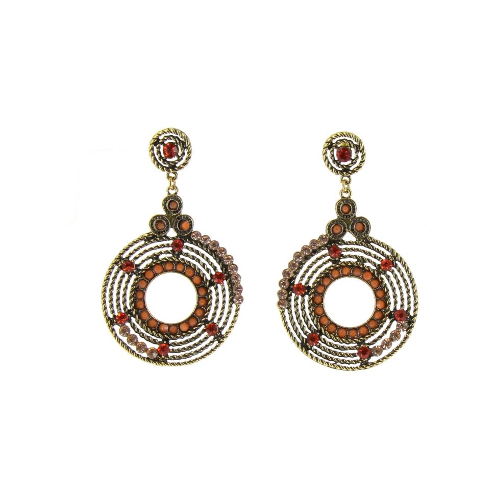 Boucles d'oreilles Q-17623, ethnique, perle Rouge - 1595-38016