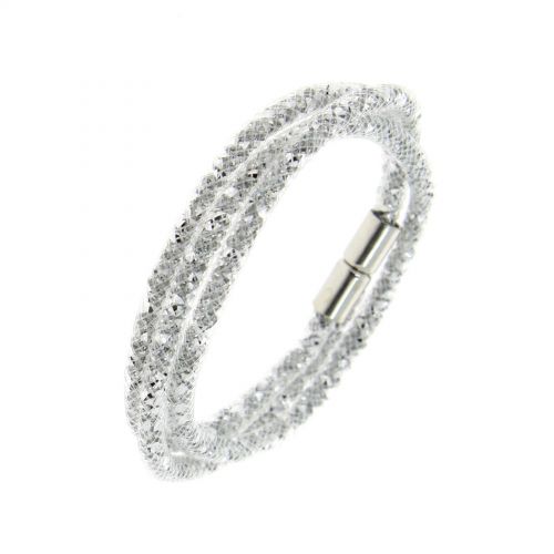 Slim multi-rows wrap bracelet Sila Silver - 9485-38143