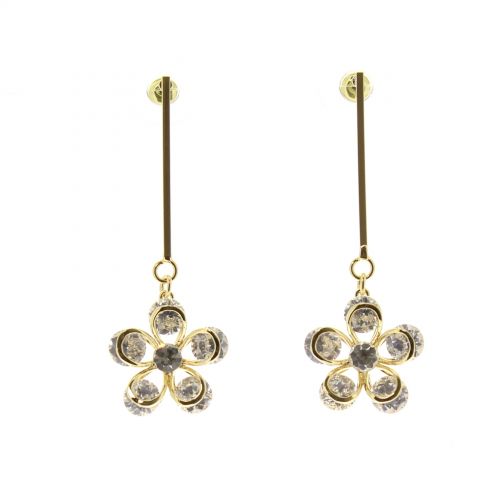 Boucles d'oreilles pendants à perles et strass, 9108 Doré Golden - 9668-38483