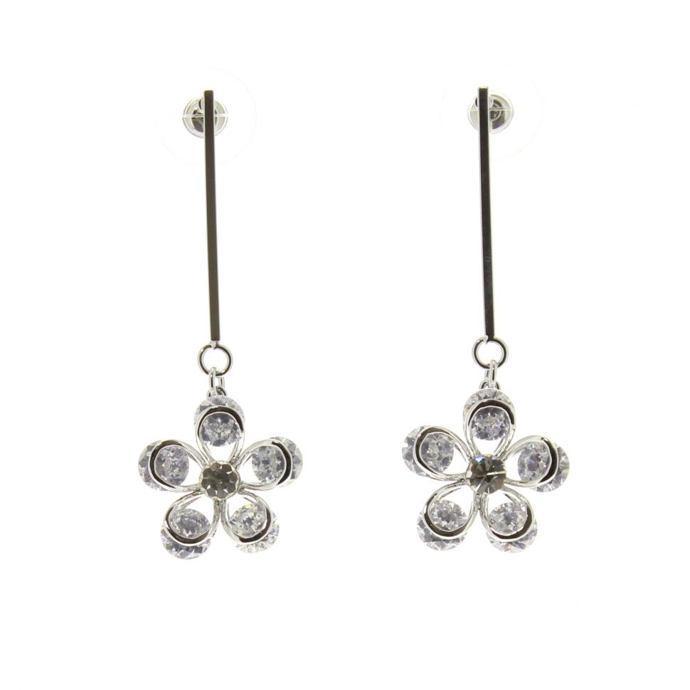 Boucles d'oreilles pendants à perles et strass, 9108 Doré Argent - 9668-38484