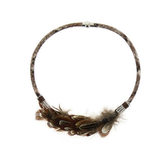 LISBET feather necklace Brown - 10353-38646
