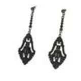Boucles d'oreilles pendants à perles et strass, 9108 Doré Noir - 10596-40433